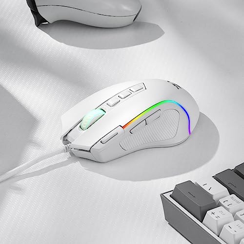 Redragon M612 Wired RGB Optical Gaming Mouse 8000 DPI Remapping Keys | Cable-Free 0 Delay, Redefine Keybinding Macro, Vibing Backlight, Ergonomic Grip Body Comfort - color: White, style: Wired