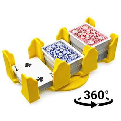 Card Holder -Revolving Card Game Holder Playing Cards Tray | Rotating 360° Organizes Multiple Decks for Canasta, Poker and More | Lightweight, Durable with Smooth Rotation