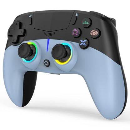 BETMI Wireless Controller for PS-5/Pro/Slim/PC (Black/Blue) | Hall Effect Joystick & Trigger/Macro/6-Axis Gyro Sensor/Dual Vibration/Built-in Speaker/3.5mm Audio Jack/RGB Light - color: Black/Blue