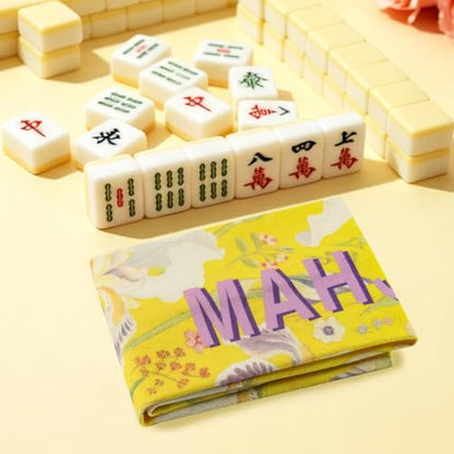 35 Inch Canvas Mahjong Mat Bag | Portable Drawstring Storage Carrying Bag with Shoulder Strap for Mahjong Mats,Travel,Game Nights and Board Games - color: Golden Lily
