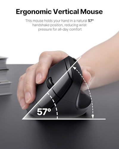 Ergonomic Mouse, USB+Bluetooth Dual Connection, Wireless Vertical Mouse for Reducing Wrist Pain, 1000/1600/2400 DPI, Ergo Mouse with Quiet Click for Windows Mac OS PC Computer Laptop, Black - color: Black