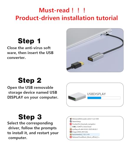 USB to HDMI Adapter,[Gold-Plated & Metal Shell] USB A Male to HDMI Female Convert for Monitors,USB 3.0 to HDMI Support Windows,mac OS - Driver Installation Required - size: 5.9inch