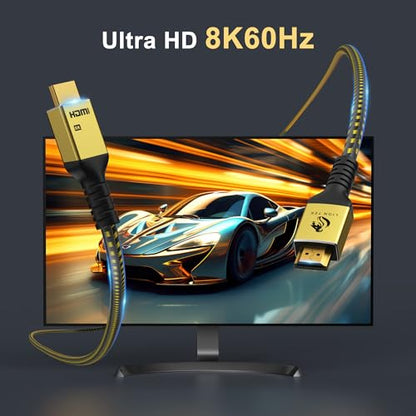 LIONWEI 8K Certified HDMI Cable 6.6FT/2M, HDMI 2.1 Cable 8K@60Hz 4K@120Hz, 48Gbps Ultra High Speed HDMI Cord, HDCP 2.2&2.3, DTS:X, Dynamic HDR, eARC, Compatible with Roku TV/HDTV/PS5