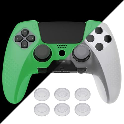 PlayVital Glow in Dark 3D Studded Edition Anti-Slip Silicone Cover Case for ps5 Edge Controller, Soft Rubber Protector Skin for ps5 Edge Wireless Controller with 6 Thumb Grip Caps - Green - color: Glow in Dark - Green
