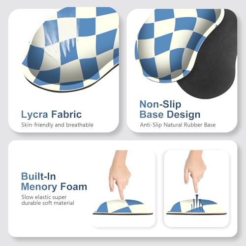 Desk Mat Pad, Gaming Mouse Pad Wrist Support Set, 4 in1 Non-Slip XXL Large Mousepad + Ergonomic Keyboard Wrist Rest+Mouse Wrist Rest+Coaster for Home Office Computer I Blue White Checker - color: Blue White Checker
