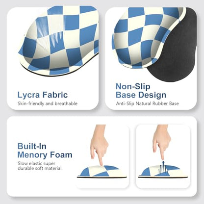 Desk Mat Pad, Gaming Mouse Pad Wrist Support Set, 4 in1 Non-Slip XXL Large Mousepad + Ergonomic Keyboard Wrist Rest+Mouse Wrist Rest+Coaster for Home Office Computer I Blue White Checker - color: Blue White Checker