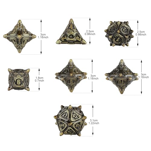 Surpass DND Metal dice polyhedral DND Dragon dice for Dungeons and Dragons (Bronze) - color: Bronze