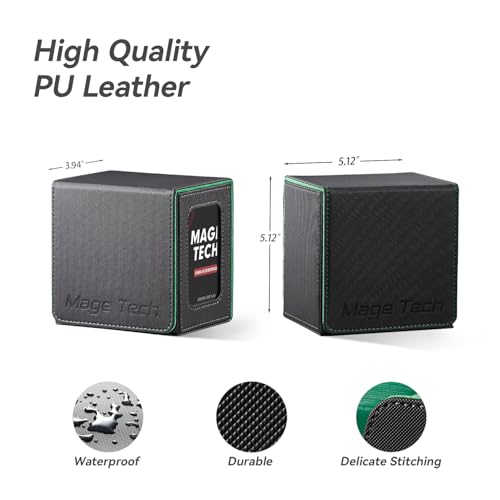 Card Deck Box for MTG Commander - Patented Design, Commander Display, Fits 100 Double-Sleeved Cards, 35pt Card Brick & Dice Tray - Black/Green - color: 2. Veil (Black/Green)