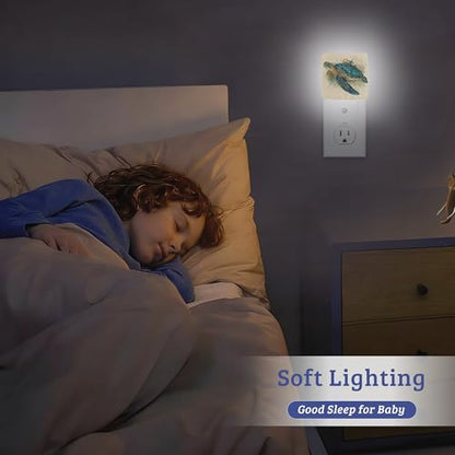 Sea Turtle Night Light, Plug-into Wall Nightlight with Dusk to Dawn Sensor, Energy Efficient Lamp for Bedroom/Bathroom/Kitchen/Hallway/Stairs - color: Sea Turtle