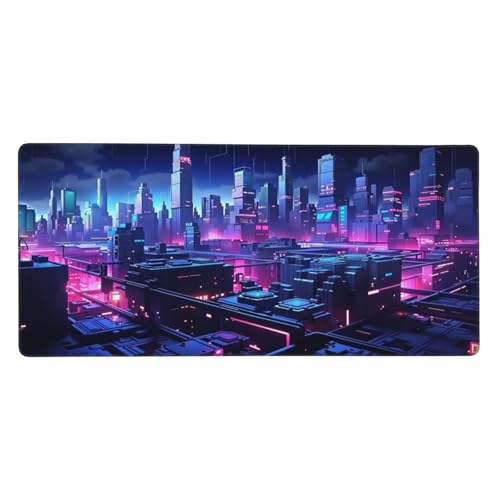 Cityscape Gaming Mouse Pad Non-Slip Rubber Base XXL Mousepad Waterproof Washable Stitched Edge Mouse Mat for Desk Home Office Gaming 16x35.5in - color: Color_10, size: 35.5" x 16"
