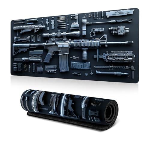 Large Gaming Mouse Pad Military Weapon Pattern Non-Slip Desk Mat