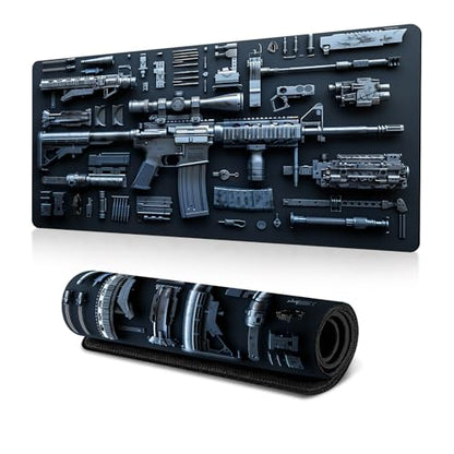 Large Gaming Mouse Pad Military Weapon Pattern Non-Slip Desk Mat