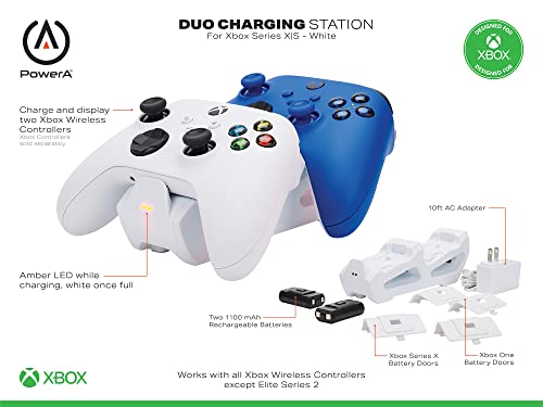 PowerA Duo Charging Station for Xbox Series X|S - White, Wireless Controller Charging, Rechargeable Battery - style: Duo Charge White