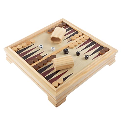 Board Game Set - Deluxe 7-in-1 Classic Board Games - Wood Gaming Center with Storage - Chess, Backgammon, Dominos, Checkers, Dice Set, Cribbage Board, and Playing Cards by Trademark Games - style: 7-in-1 Deluxe