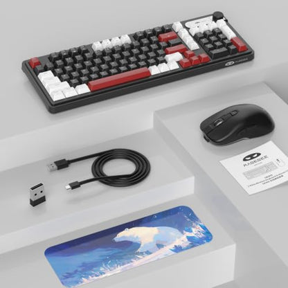 MageGee V990 Creamy Wireless Keyboard and Mouse Combo, 99 Keys RGB Backlit Rechargeable Quiet Gaming Keyboard, Adjustable Optical Mouse, with Number Pad, Keyboards Set for Desktop, Laptop, PC(Black) - color: Black