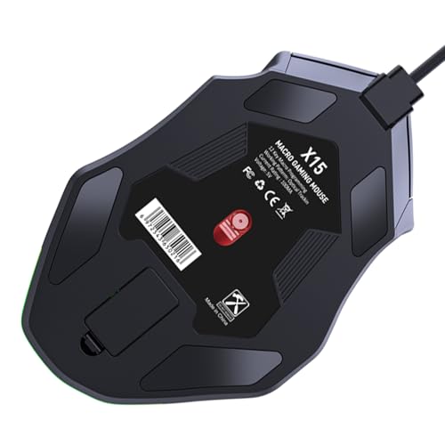 High Precision RGB Gaming Mouse, 12 Keys, Programmable Macro, Wired USB for Laptop