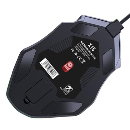 High Precision RGB Gaming Mouse, 12 Keys, Programmable Macro, Wired USB for Laptop
