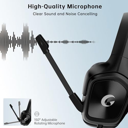 syndesmos Wired Gaming Headset for PS5, PC, Xbox Series X/S, Switch, 207g Ultra-Lightweight, Stereo Bass, 79in Cable with 3.5mm Splitter, Clear Mic, Gamer Gifts