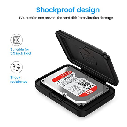 ORICO Hard Drive Case 3.5 inch HDD Storage Carrying Case Anti-Static and Shockproof External Hard Drive Portable Case, Compatible with WD, Seagate, Toshiba, Samsung, Hitachi, Crucial-PHXBK - color: Black