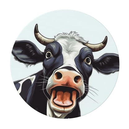 Famame Farm Cow Open Mouth Round Fitted Tablecloth with Elastic Protector Table Kitchen Dinner Waterproof Oil-Proof Table Covers Fits 40"-44", Small - color: Farm Cow Open Mouth, size: Small (40"-44")