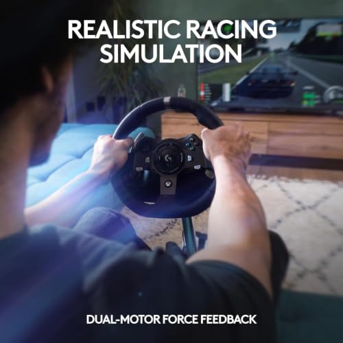 Logitech G920 Driving Force Racing Wheel and Floor Pedals for Xbox Series X|S, One, PC – Real Force Feedback, Hand-Stitched Leather, Stainless Steel Paddle Shifters with Signature Series Microfiber Lens Cloth