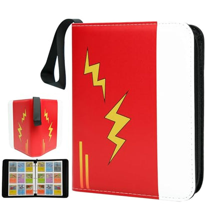 9 Pocket Trading Card Binder, Zipper Collection Album with 50 Removable Sleeves, Double Sided Design Holds 900 Cards, Premium Waterproof PU Binder for TCG, MTG, Gaming & Football Sports Cards, Red - color: Red-L