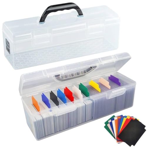 2 Pack Plastic Card Storage Box - Toploader Baseball, Football & Sports Card Case with Handle, Holds Up to 750 Cards - style: 2 Pack