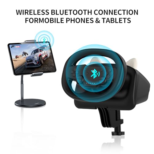 DOYO Wireless Gaming Steering Wheel, Multi-Platform Racing Wheel Compatible for Switch/PC/PS4/PS3/iOS and Android Phones (Black) - color: Black