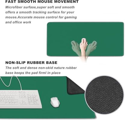 Large Gaming Mouse Pad, XXL Extended Computer Keyboard Mouse Mat with Stitched Edges, 31.5" x 15.7" Non-Slip Waterproof Rubber Base Office Big Long Mousepad for Work, Game, Office, Home, Green - color: Green