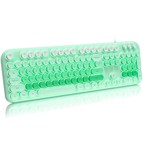 Atelus Wired Backlit Keyboard, Full Size USB Keyboard with Colorful Retro Keycaps, Numeric Keypad and Media Hotkey for Computer Desktop PC Laptop and Windows 7 8 10 11 - color: Green
