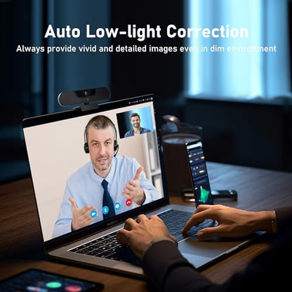 1080P Webcam with Microphone, 75°FOV FHD PC Camera with 1080P/60fps, Privacy Cover, Plug & Play USB Web Cam, Autofocus, 1080P/60fps External Webcam for PC, Computer Web Camera for Laptop, Mac, Zoom - color: 2K/75°FOV