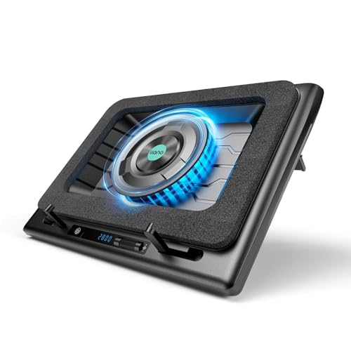 llano V12 Laptop Cooling Pad, Gaming Laptop Cooler Stand | 5.5in Turbofan, Airtight Pressure Chamber, Adjustable Speed, Touch Control, 3-Port Hub, for Laptop 15.6-19in, Black (No RGB) - color: Black NO RGB