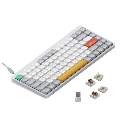 nuphy Air75 V2 Portable 75% Mechanical Keyboard,Wireless Keyboard,Supports Bluetooth/2.4G/USB-C RGB Gaming Keyboard,Compatible with Windows/Mac OS/Linux Systems White-Gateron Brown Switch - color: White, size: Gateron Brown Switch