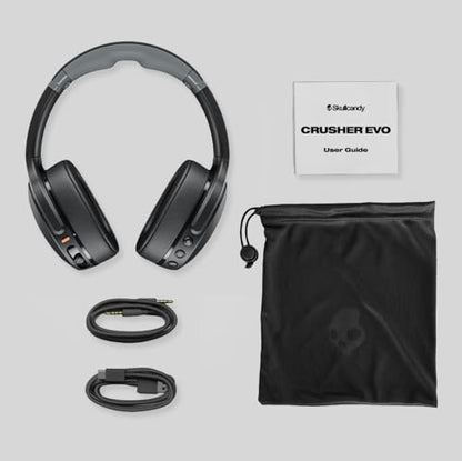 Skullcandy Crusher Evo Wireless Bluetooth Headphones with Multi-Sensory Bass, Noise Isolating Over-Ear Fit, Up to 40 Hours Battery, Microphone for iPhone Android - Chill Grey - color: Chill Grey