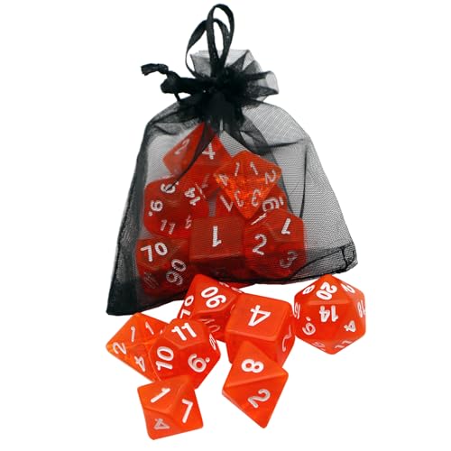 DND Dice Set -7 Polyhedral Dices Suitable for Dungeons&Dragons RPG, MTG Role Playing Table Games - Premium Quality, Durable, and Precision Balanced (Transparent Orange) - color: Transparent Orange