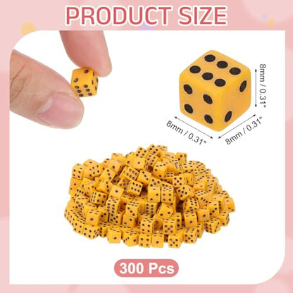 uxcell 300Pcs Mini Dice, 8mm/0.31" Acrylic Tiny Six Side Game Dot Square Dice Bulk for Table Board Game Party Activities, Yellow/Black - color: Yellow/Black, size: 8mm/0.31"