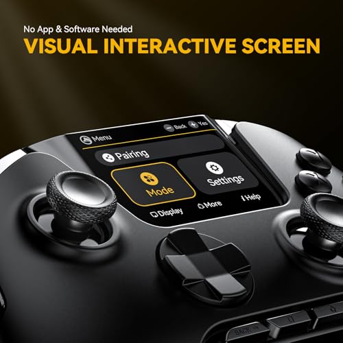 ManbaOne Interactive Screen Wireless Gaming Controller for PC/Switch/Switch 2/iOS/Android,Hall Effect Stick & Trigger,RGB Lighting,Remappable Buttons,1800mAh with Charging Dock (Black) - color: Black