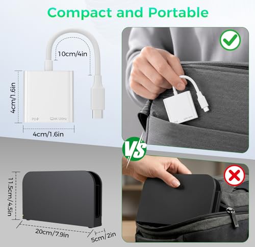 USB C to HDMI 4K@120Hz TV Adapter with 100W PD Fast Charging for iPhone 17 | Type-C Digital AV Display Hub, Travel-Friendly, Plug & Play, iPhone 17 16 15, iPad, Steam Deck, Switch 2, More USB-C Devices