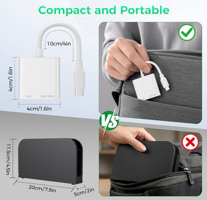 USB C to HDMI 4K@120Hz TV Adapter with 100W PD Fast Charging for iPhone 17 | Type-C Digital AV Display Hub, Travel-Friendly, Plug & Play, iPhone 17 16 15, iPad, Steam Deck, Switch 2, More USB-C Devices