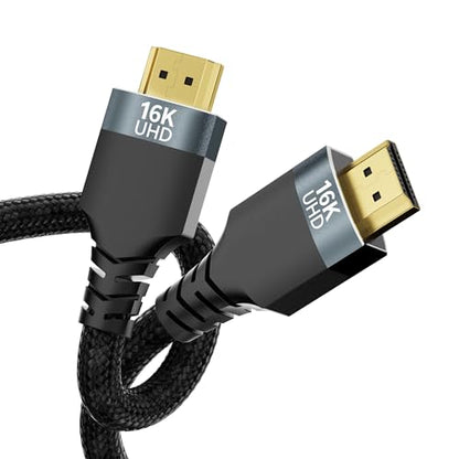 96Gbps HDMI 2.2 Cord,6FT,16K@60Hz,8K@120Hz,4K@240/480Hz,Ultra High Speed Braided Gold-Plated,Supports HDR,eARC,DTS:X,HDCP 2.2/2.1,Compatible with PS5,PS4,Xbox,Gaming PC,Monitor,Projector - size: 6.6FT