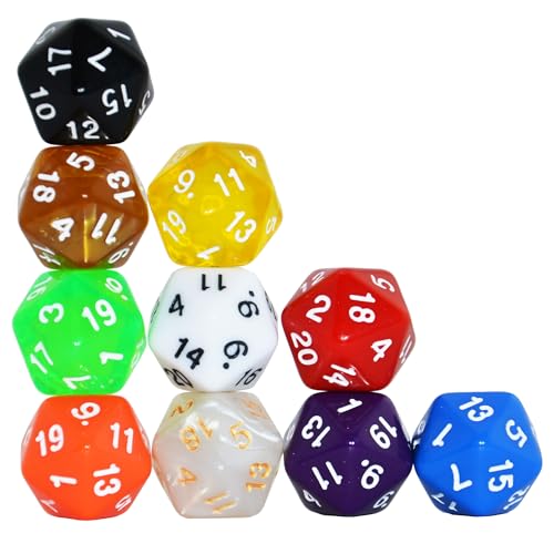 SmartDealsPro 10-Pack 20 Sided Dice D20 Polyhedral Dice for DND RPG MTG Table Game (Mix Color) - color: Mix Color