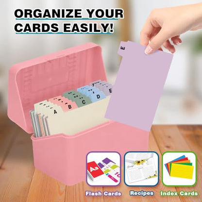 H4D Index Card Holder 3x5 Inches with 25 Plastic Dividers, Light Pink - color: Light Pink, size: 3x5 inch