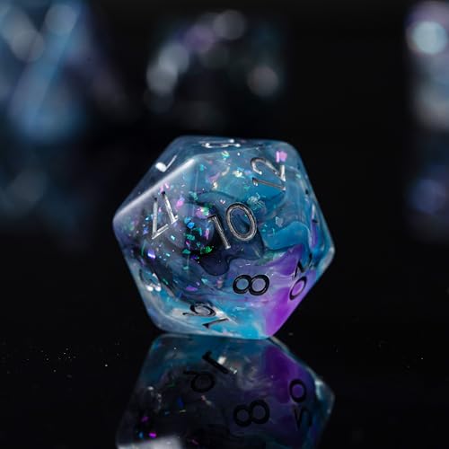 Astral Shroud Resin Dice Set for DND – 7pc Polyhedral Set with Glitter – Stunning and Cool RPG Dice for Dungeons & Dragons, and Other TTRPGs – Unique Natural Distribution - color: Astral Shroud