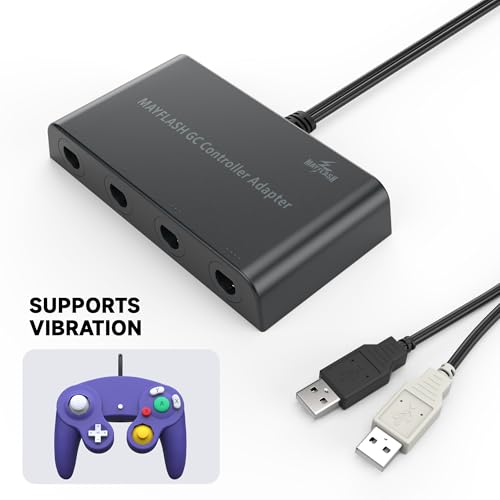 MAYFLASH Gamecube Controller Adapter for Wii U, PC Windows and Switch/Switch 2, 4 Ports