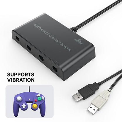 MAYFLASH Gamecube Controller Adapter for Wii U, PC Windows and Switch/Switch 2, 4 Ports