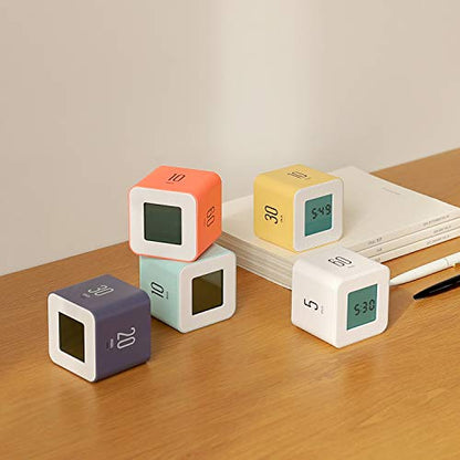 mooas Multi Clock Time Cube Timer (White), Alarm & Backlight Desk Productivity for ADHD Kids Classroom Study, Kitchen, Cooking, Desk, Office, Time Management 5,15,30,60 min Timer Various Setting - color: White