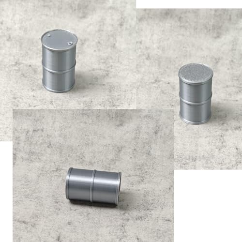 11-Piece Barrel Terrain Set, 1:32 Tabletop Wargame Diorama (Grey) | 11 grey barrels, 1:32 scale. Wargame terrain prop, modern industrial scatter, miniature scenery collectible.
