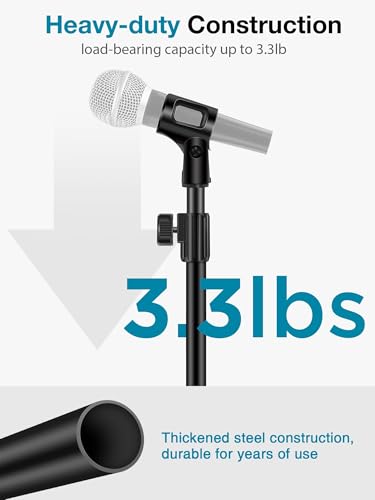 InnoGear Desktop Microphone Stand, 1 Pack Upgraded Adjustable Table Mic Stand with Mic Clip and 5/8" Male to 3/8" Female Screw for Blue Yeti Snowball Spark & Other Microphone