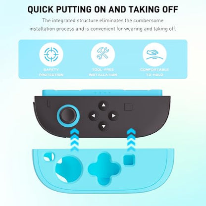 FUNDIARY Replacement for Nintendo Switch 2 Controller, Switch Wireless Controllers Compatible with Switch 2, Anti-Slip Soft Silicone Protective Cover with 2 Thumb Caps, Blue+Orange - color: Blue and Orange