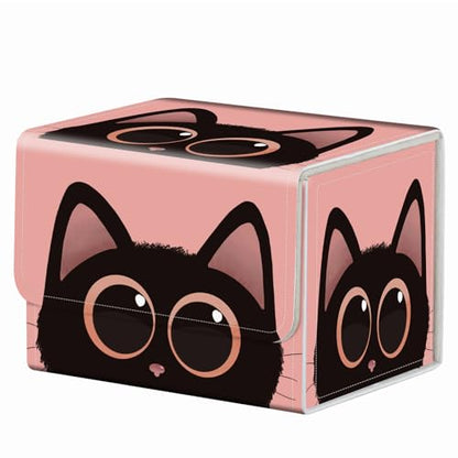 Strong Magnet Card Case Deck Box Mtg Card Box Playing Card Box Tcg Up to 200 Cards Creative Pattern Trading Card Storage Box for Collectible Card Games, Cute Big Eyes Black Cat - color: Cute Big Eyes Black Cat